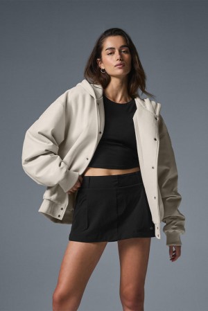 Chaquetas Alo Yoga Select Hooded Bomber Mujer Bone | España XUTO-42370
