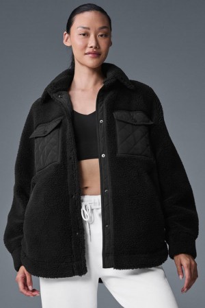 Chaquetas Alo Yoga Sherpa Edge Shacket Mujer Negras | España NIXL-03491