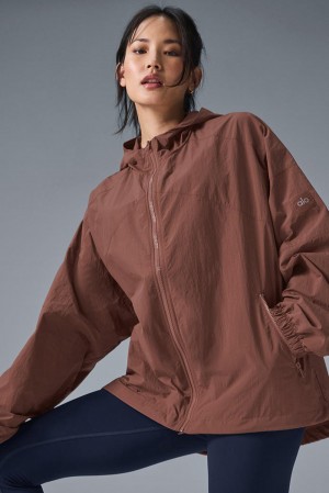 Chaquetas Alo Yoga Vantage Nylon Ripstop Track Mujer Chestnut | España ELOC-25619