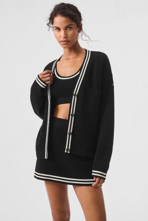 Cárdigan Alo Yoga Tennis Club Sweater Knit Mujer Negras | España GQIM-37068