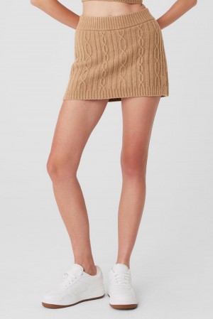Falda Alo Yoga Cable Knit Winter Bliss Mini Mujer Toasted Almond | España KBNS-85692