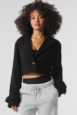 Gabardina Alo Yoga Wool Cropped Metro Mujer Negras | España IECQ-87145