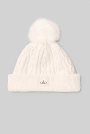 Gorro Alo Yoga Cable Knit Mujer Ivory | España GIEV-38109