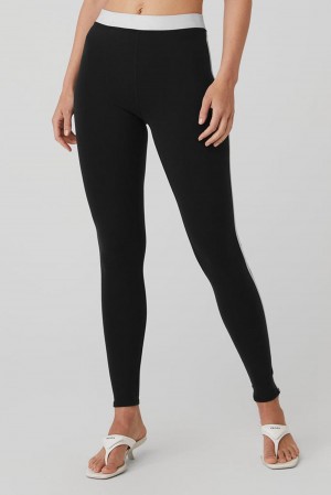 Leggins Alo Yoga Airbrush High-Waist Streamlined Mujer Negras Blancas | España TVQD-10478