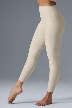 Leggins Alo Yoga Alosoft High-Waist 7/8 Highlight Mujer Oatmeal Heather | España UQTC-46172