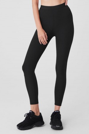 Leggins Alo Yoga High-Waist 7/8 Run It Back Mujer Negras | España UJPF-86510