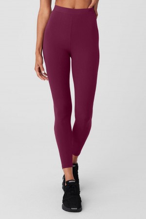 Leggins Alo Yoga High-Waist 7/8 Run It Back Mujer Wild Berry | España EBLJ-35419
