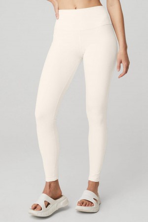 Leggins Alo Yoga High-Waist Airbrush Mujer Ivory | España SKRD-21584