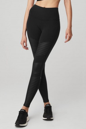 Leggins Alo Yoga High-Waist Motos Mujer Negras Negras | España IPUR-25679