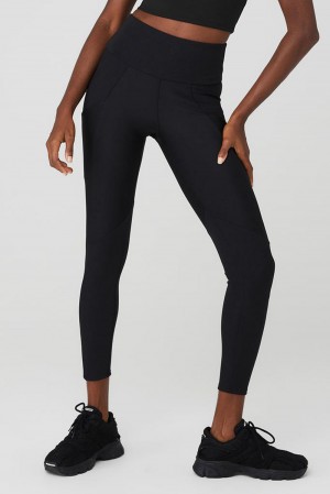 Leggins Alo Yoga Ribbed Airlift High-Waist 7/8 Enchanted Mujer Negras | España FOQN-73510