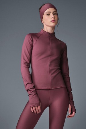 Manga Larga Alo Yoga Airlift Winter Warm 1/4 Zip Mujer Burdeos | España PWVM-58763