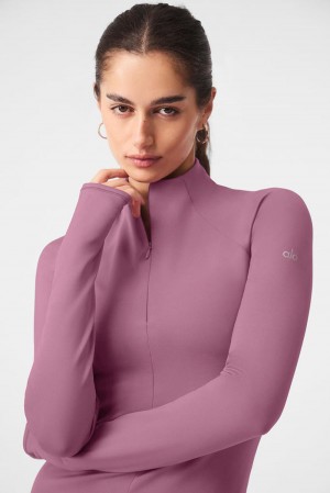 Manga Larga Alo Yoga Airlift Winter Warm 1/4 Zip Mujer Soft Mulberry | España DVPL-01379
