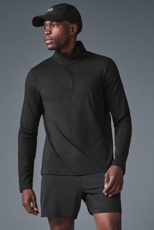 Manga Larga Alo Yoga Conquer 1/4 Zip Reform Hombre Negras | España AVNG-41753