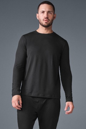 Manga Larga Alo Yoga Conquer Reform Crewneck Hombre Negras | España VMEX-23197