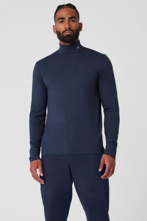 Manga Larga Alo Yoga Conquer Reform Mock Neck Hombre Azul Marino | España TIOE-03741
