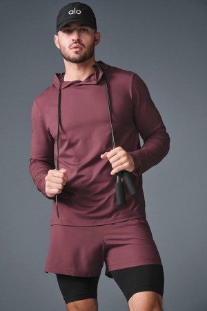 Manga Larga Alo Yoga Conquer Reform With Hood Hombre Burdeos | España CAFJ-63108