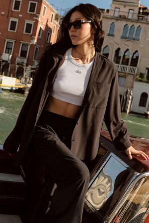 Manga Larga Alo Yoga Dreamscape Button Down Mujer Negras | España PDCU-80129