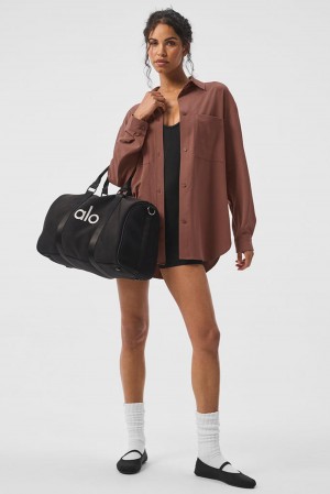 Manga Larga Alo Yoga Dreamscape Button Down Mujer Chestnut | España ZXRH-39850