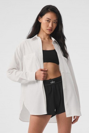 Manga Larga Alo Yoga Dreamscape Button Down Mujer Blancas | España UROS-76802