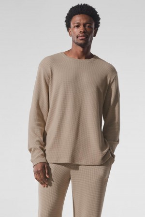 Manga Larga Alo Yoga Elevate Waffle Crew Hombre Gravel | España YJVI-81745