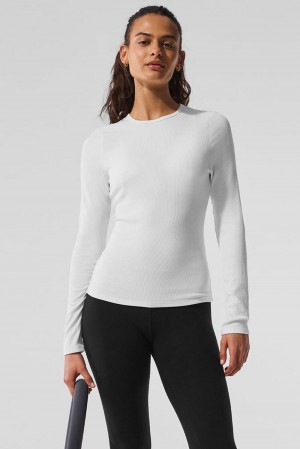 Manga Larga Alo Yoga Ribbed Modal Mujer Blancas | España YJWP-48901