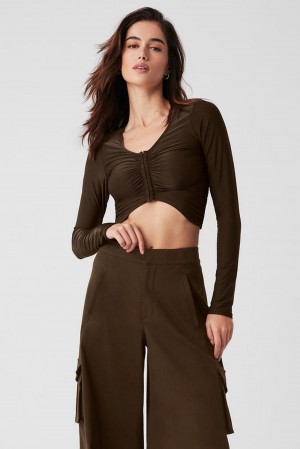 Manga Larga Alo Yoga Standout Mujer Espresso | España JDLR-37205