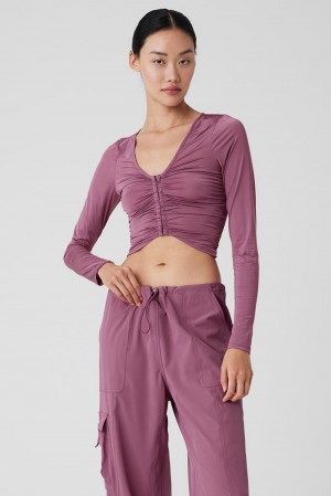 Manga Larga Alo Yoga Standout Mujer Soft Mulberry | España MQZF-84253