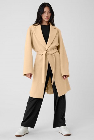 Overcoats Alo Yoga Wool Gameday Mujer Camel | España PVHO-14867