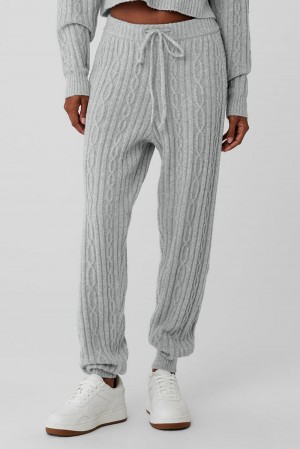 Pantalon Alo Yoga Cable Knit Winter Bliss Mujer Gris | España AUGO-59876
