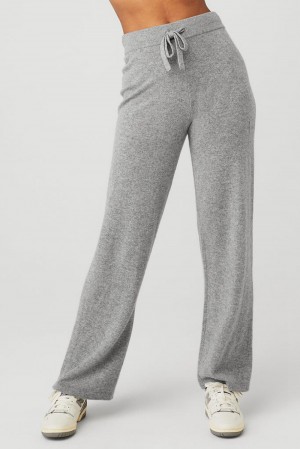 Pantalon Alo Yoga Cashmere High-Waist Jet Set Wide Leg Mujer Gris | España PGBL-93274