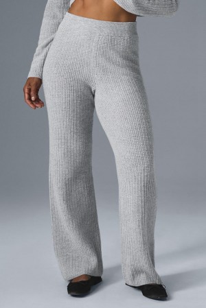 Pantalon Alo Yoga Cashmere High-Waist Plush Waffle Mujer Gris | España JSCA-60125