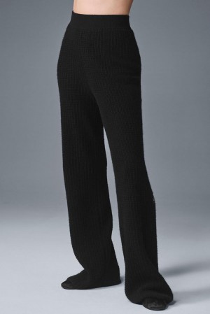 Pantalon Alo Yoga Cashmere High-Waist Plush Waffle Mujer Negras | España ZIJT-58103
