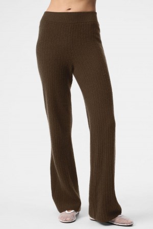 Pantalon Alo Yoga Cashmere High-Waist Plush Waffle Mujer Espresso | España EDQP-75480