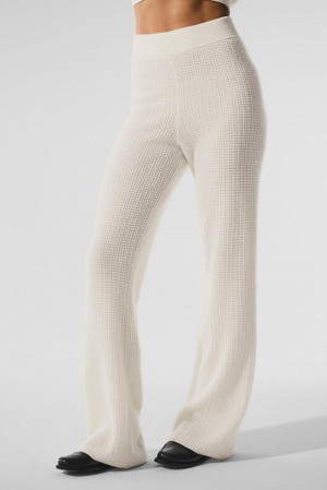 Pantalon Alo Yoga Cashmere High-Waist Plush Waffle Mujer Ivory | España GYCP-50816