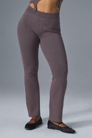 Pantalon Alo Yoga Denim Knit High-Waist Flare Mujer Negras | España PWSA-37261