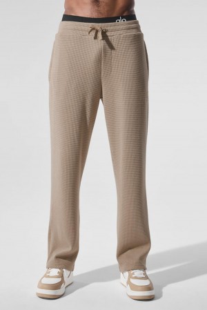 Pantalon Alo Yoga Elevate Waffle Straight Leg Hombre Gravel | España FVTW-72691