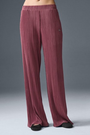 Pantalon Alo Yoga High-Waist Micro Plisse Straight Leg Mujer Burdeos | España NDAB-18569
