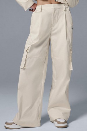 Pantalon Alo Yoga High-Waist Night Out Cargo Mujer Ivory | España NWDU-05279