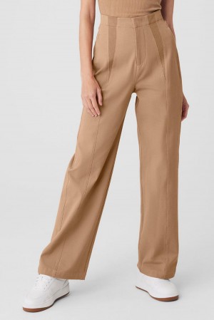 Pantalon Alo Yoga High-Waist On Point Moto Mujer Toasted Almond | España DOYJ-48657