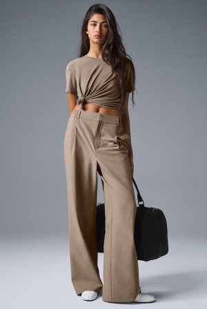 Pantalon Alo Yoga High-Waist Pursuit (Regular) Mujer Gravel | España UFOM-95874
