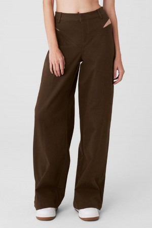 Pantalon Alo Yoga High-Waist Risk Taker Mujer Espresso | España UXEH-95281