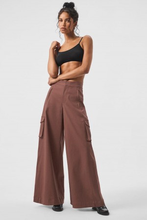Pantalon Alo Yoga Show Off Cargo Wide Leg Mujer Chestnut | España GVRF-68354