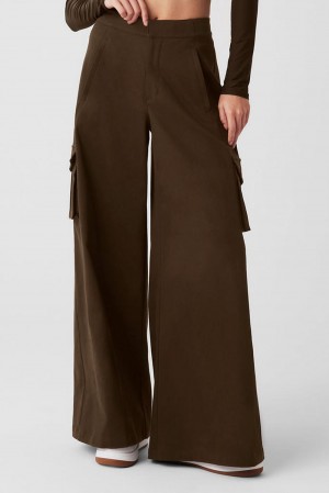 Pantalon Alo Yoga Show Off Cargo Wide Leg Mujer Espresso | España SVMI-63425