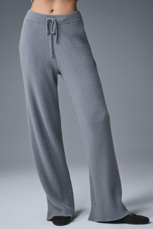 Pantalon Alo Yoga Snuggle Up High-Waist Wide Leg Mujer Gris | España SNBF-82369