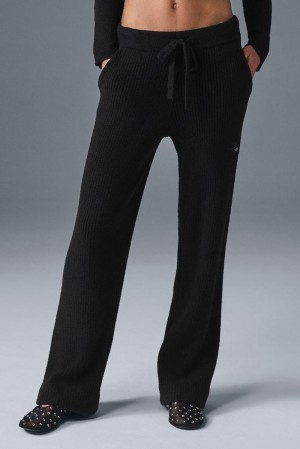 Pantalon Alo Yoga Snuggle Up Sweater High-Waist Wide Leg Mujer Negras | España JALE-28631