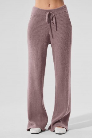 Pantalon Alo Yoga Snuggle Up Sweater High-Waist Wide Leg Mujer Mushroom | España QLNY-47326