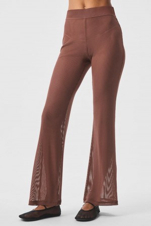 Pantalon Alo Yoga Striped Mesh Tropical Nights Flare Mujer Chestnut | España EGXA-73609