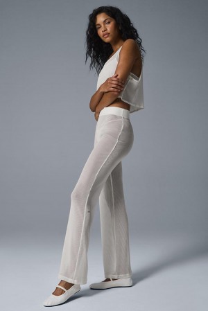 Pantalon Alo Yoga Striped Mesh Tropical Nights Flare Mujer Ivory | España SZOW-24037