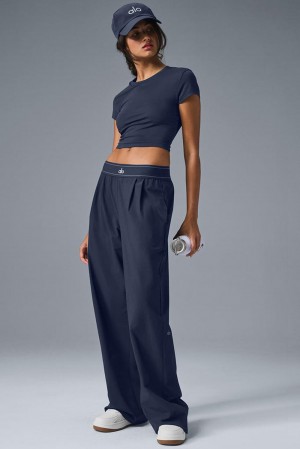 Pantalon Alo Yoga Suit Up (Regular) Mujer Azul Marino | España SOIG-54072