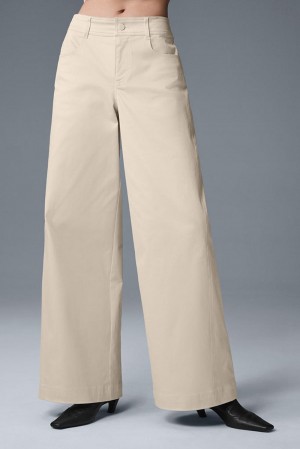 Pantalon Alo Yoga Wanderlust Wide Leg Mujer Oat Milk | España PBJU-40271